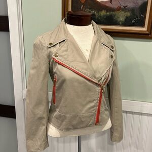 J. CREW Trench Motorcycle Jacket Khaki EUC 0